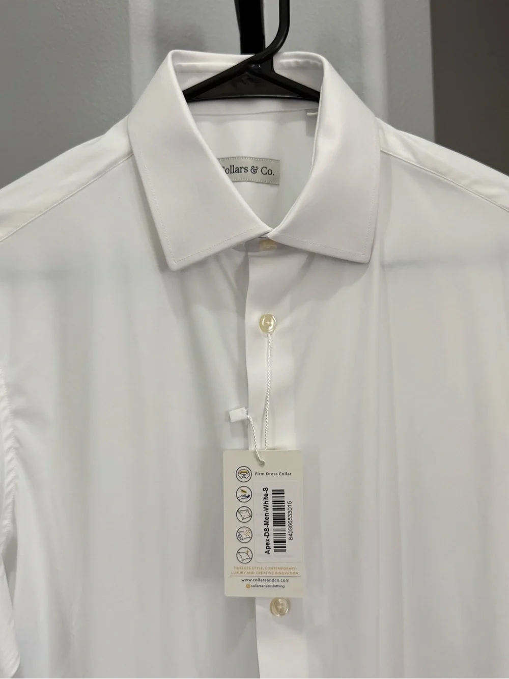 Collars & Co. Apex Performance Men's Small Apex Long Sleeve Shirt NWT White